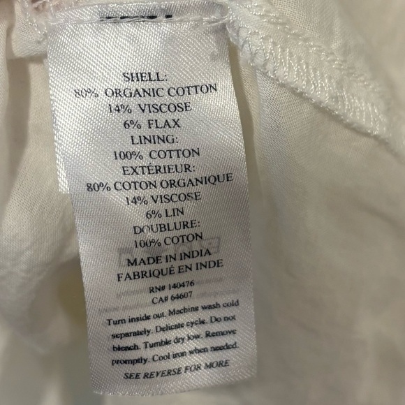 Faherty Annabelle White Organic Cotton Flax Dress Peasant Cottagecore Costal - Picture 13 of 14